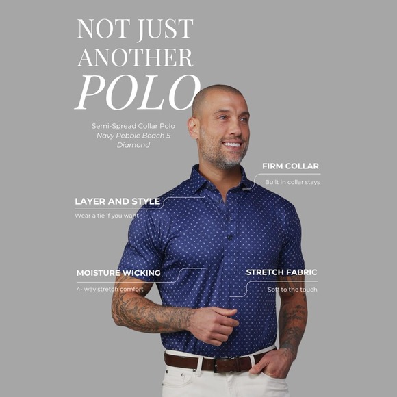 Collars & Co. NWT Semi-Spread Collar Polo Original Fit - Size 2XL - Picture 7 of 7